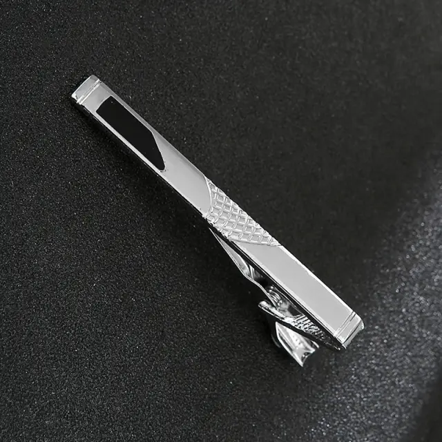 Ασημί Μαύρο Κλιπ Γραβάτας 6 cm με Σμάλτο – LGD-TC/53/ENAMEL 2