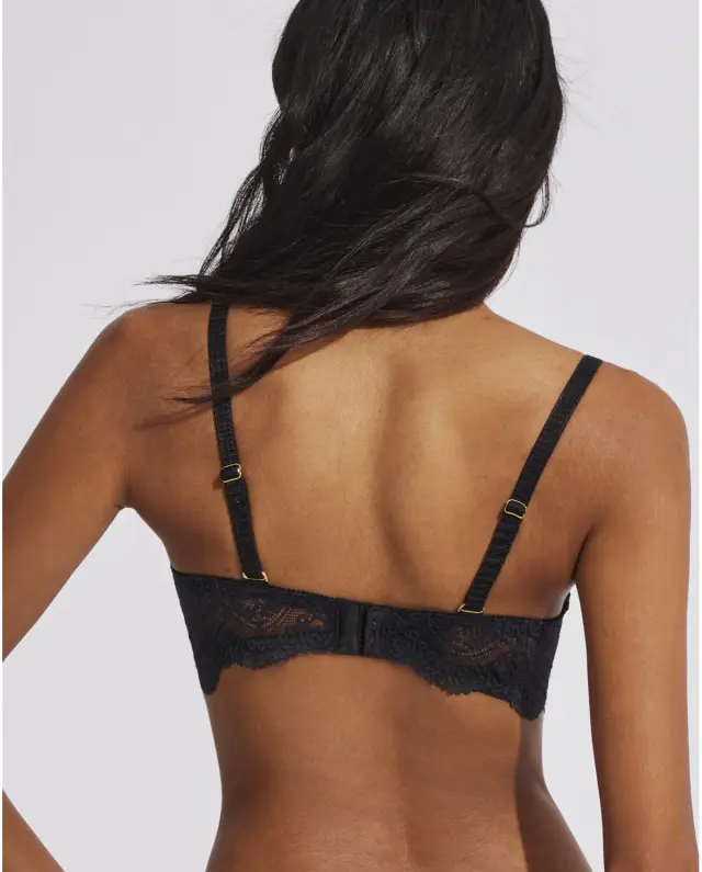 Selmark Matilda Δαντελένιο Στραπλές Σουτιέν Push Up Μαύρο - 80B 3