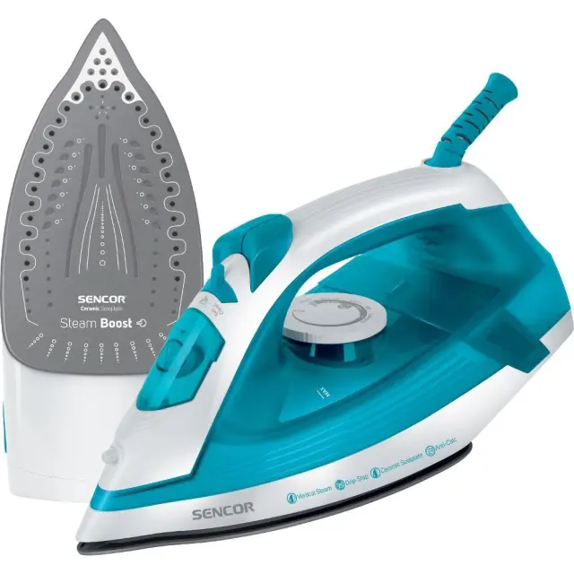 Σίδερo Ατμού Sencor SSI 2800BL 2000W 220ml με Κεραμική Πλάκα Drip-Stop Τεχνολογία και Πίεση Ατμού 95g/min Μπλε