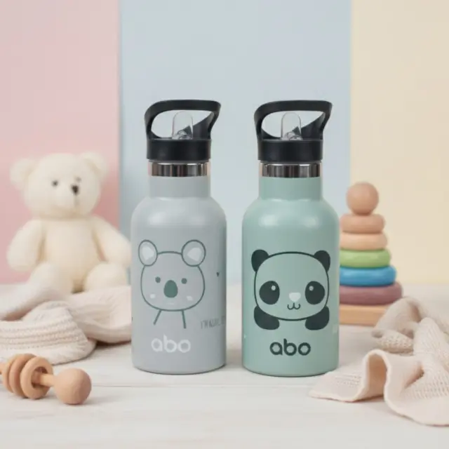 ABO Παιδικό Παγούρι Θερμός abottle "BORN TO BE PANDASTIC" με έξτρα πώμα 350ML 2