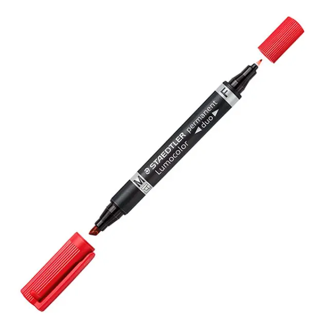 Μαρκαδόρος Staedtler Διπλός Lumocolor Duo, Chisel Tip - Red