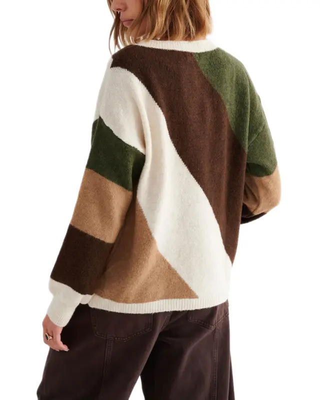 Attrattivo γυναικεία πλεκτή μπλούζα color-block 9P24001-1 2