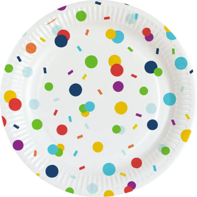 Πιάτα χαρτ. γλυκού 17.7εκ Confetti Birthday /8 τεμ