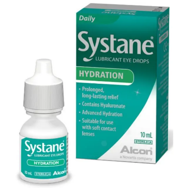 Alcon Systane Hydration Λιπαντικές Οφθαλμικές Σταγόνες με Υαλουρονικό Οξύ, 10 ml