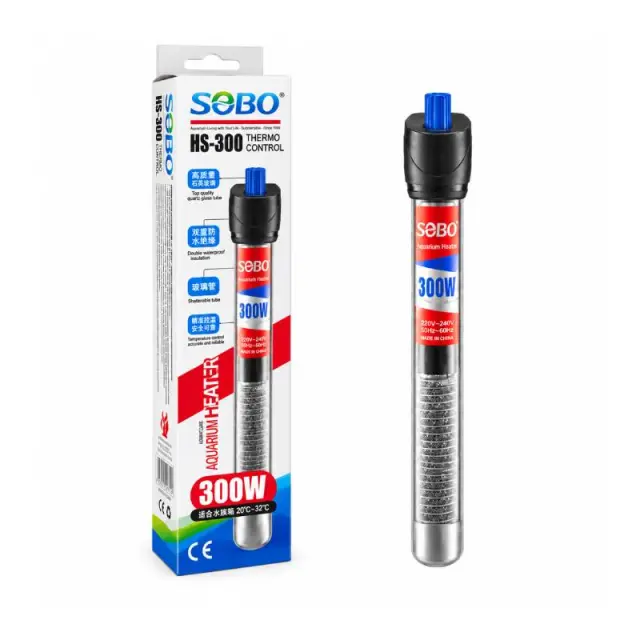 SOBO Θερμαντήρας Ενυδρείου 300W με Ρυθμιζόμενη Θερμοκρασία HS-300 – Adjustable Aquarium Heater 088097