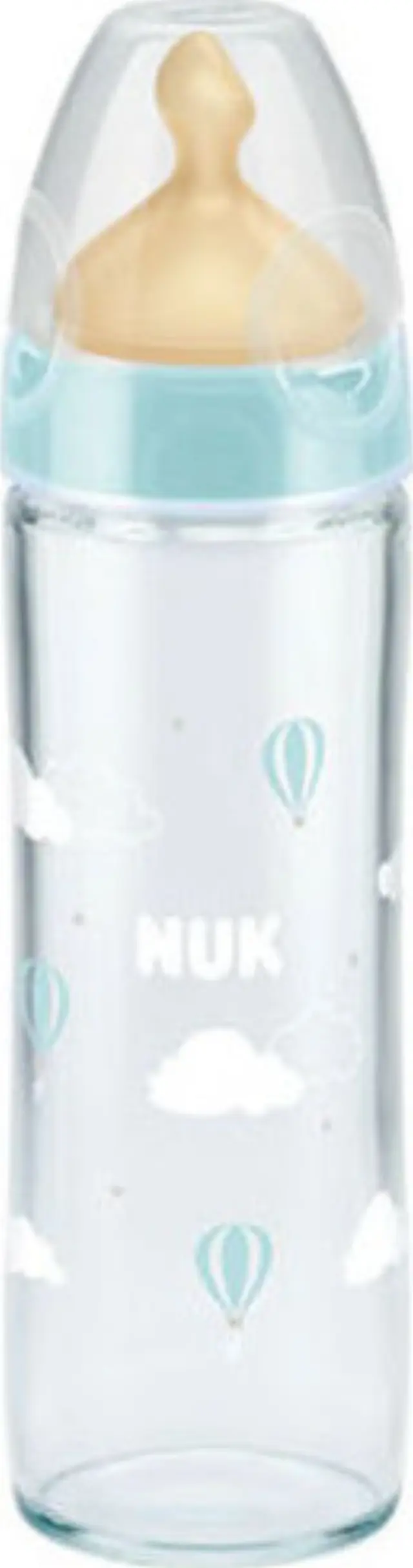 Nuk New Classic 0-6m Γυάλινο Μπιμπερό με Θηλή από Καουτσούκ Μεσαίας Οπής Λευκό 240ml