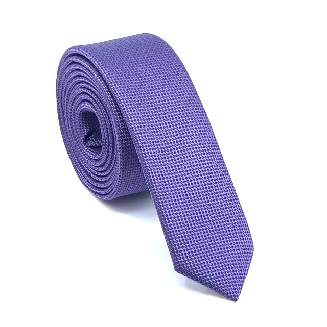 Μωβ Oxford Γραβάτα Slim 4,5 cm Σετ με Μαντηλάκι