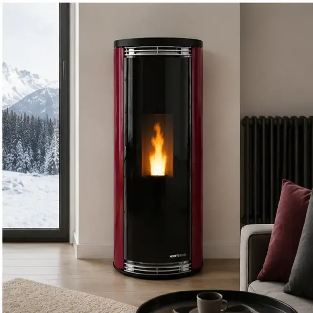 Moretti Design HARMONY AQUA Bordeaux 14 kW – Υδραυλική Σόμπα Pellet 2