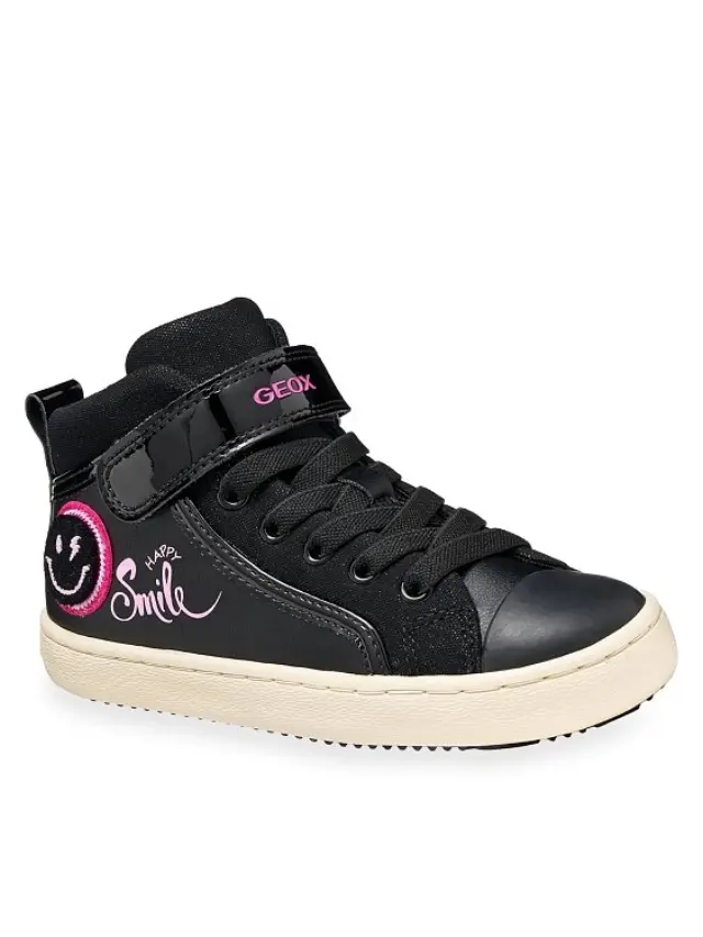 Παιδικό Παπούτσι για Κορίτσι Geox J Kalispera Girl Black Happy Smile (Μεγέθη 26-36) ΜΑΥΡΟ 2
