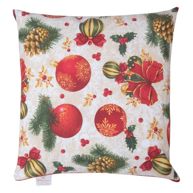 Διακοσμητικό Μαξιλάρι 45x45 Με Γέμιση Christmas Viopros 4453 Εκρού 70% Βαμβάκι-30% Πολυέστερ