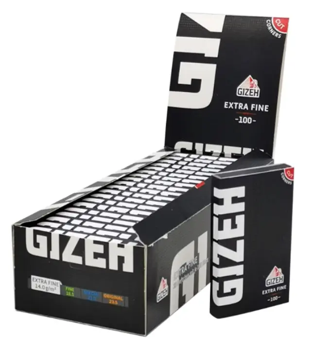 GIZEH Χαρτάκια Black Extra Fine Double 100φ. - Μαύρο με Μαγνήτη 20τεμ.