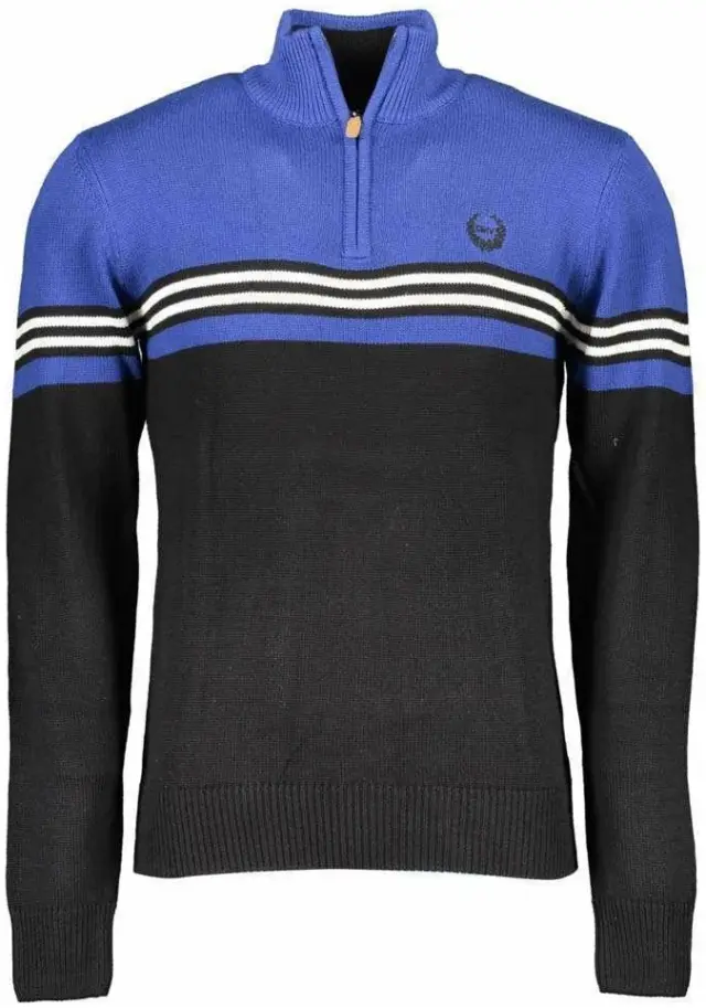 Gian Marco Venturi - Ανδρικό Πουλόβερ Half-Zip Μακρυμάνικο AU00423 Μαύρο/Μπλε - M