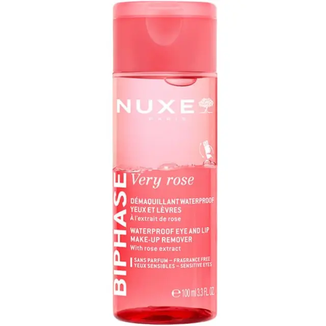 NUXE Very Rose Make-Up Remover Eyes & Lips Διφασικό Ντεμακιγιάζ για Μάτια & Χείλη, 100ml