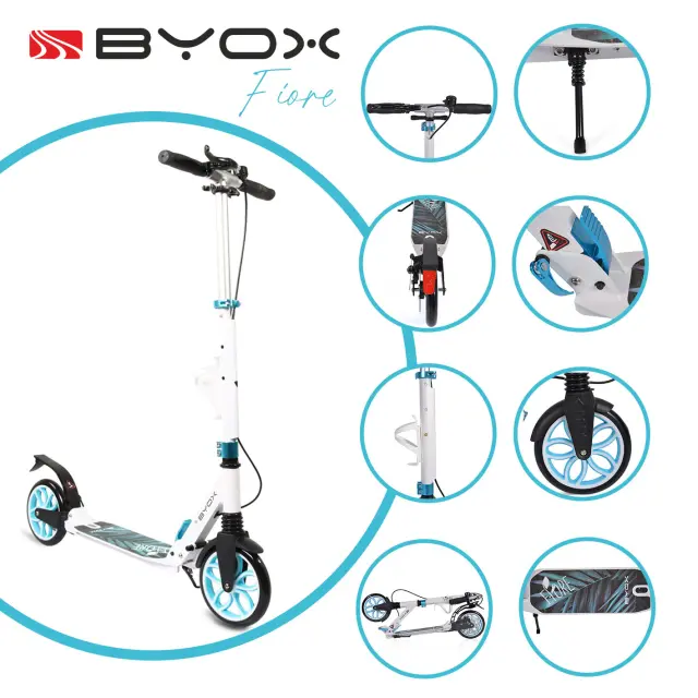 Byox Πατίνι Scooter Fiore με Κουδουνάκι και Θήκη Νερού Blue Byox