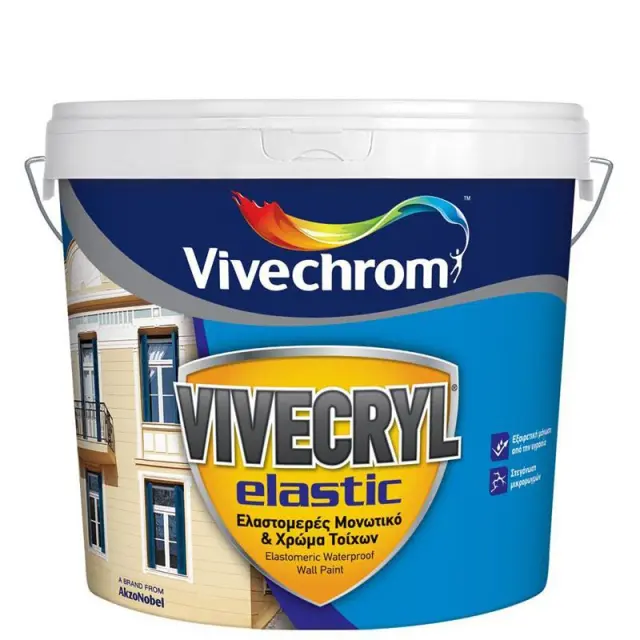 Ελαστομερές Ακρυλικό Μονωτικό Vivecryl Elastic 10lt