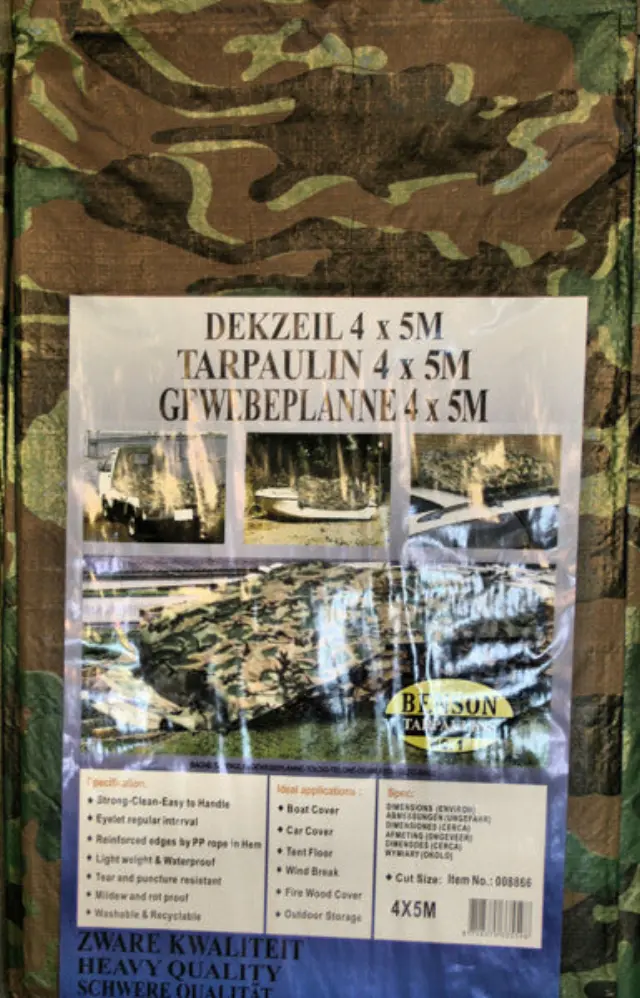 Tarpaulin 4 x 5 m army heavy