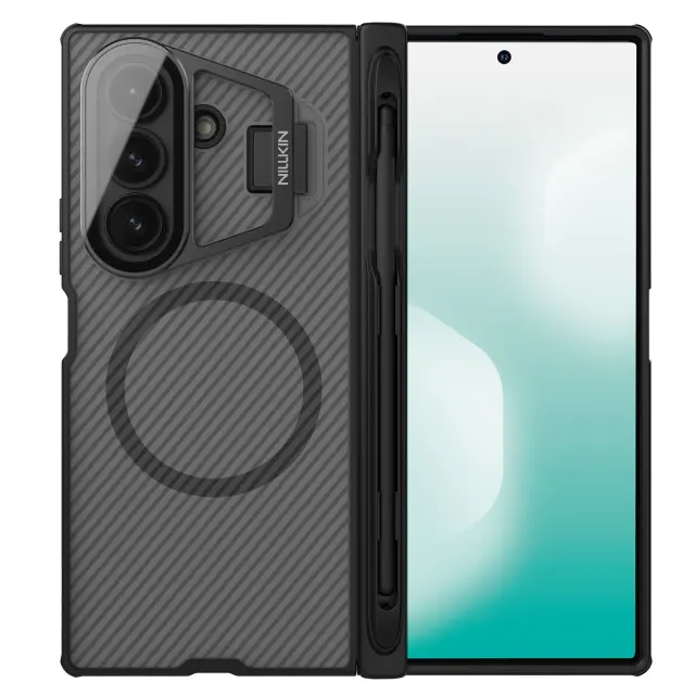 Nillkin CamShield Prop Magnetic Pen Slot Case for Samsung Galaxy Z Fold 7 Transparent Black 3