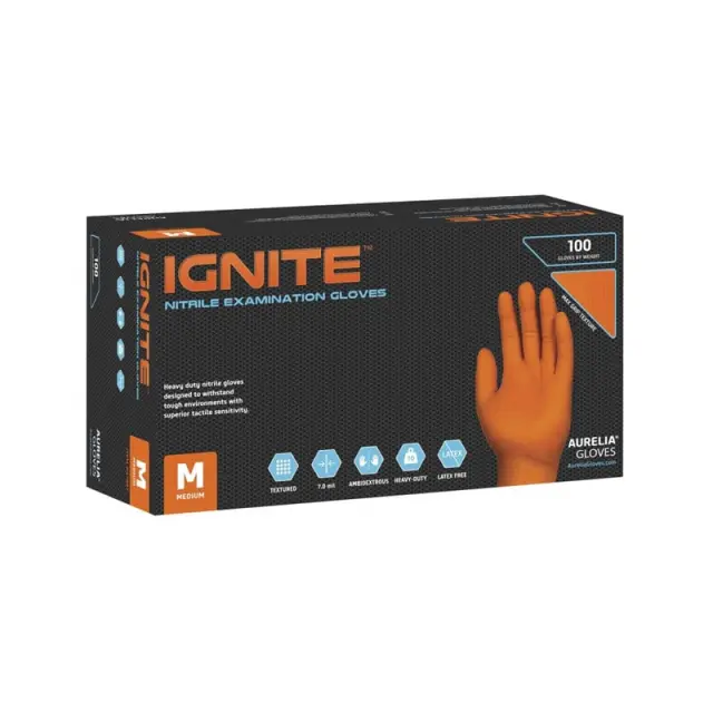 Bournas Medicals Aurelia Ignite Γάντια Νιτριλίου Υψηλής Αντοχής Χωρίς Πούδρα Πορτοκαλί