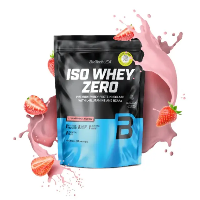 Biotech USA Iso Whey Zero Lactose Redused Πρωτεΐνη Ορού Γάλακτος Χωρίς Γλουτένη με Γεύση Φράουλα 454gr