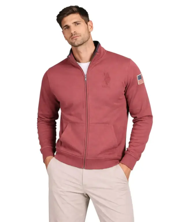 U.S. Polo Assn. - Ανδρική Φούτερ Ζακέτα με Τσέπες 63032-53223-359 Μπορντό - 2XL