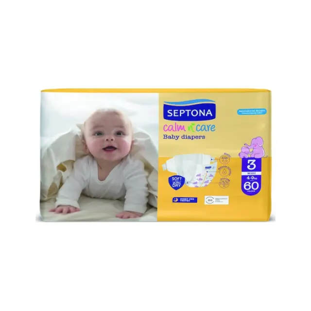 Septona Πάνες με Αυτοκόλλητο Calm & Care No. 3 για 4-9kg 60τμχ