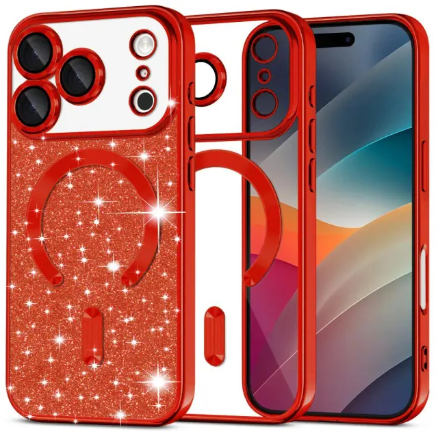 Techsuit® Luxury Glitter MagSafe Θήκη για iPhone 17 Pro Max/18 Pro Max- Red
