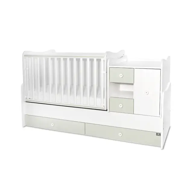 Lorelli Πολυμορφική κούνια - κρεβάτι "MiniMax New" 190/72 White - Milky green Πράσινο