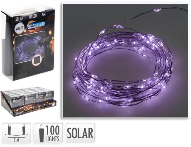 Deco 100 Ηλιακά Φωτάκια MicroLED - 5 Μέτρα + 2 Μέτρα σύνδεσης, Ασημί συρμάτινο καλώδιο - Ψυχρό Λευκό CZ6540030
