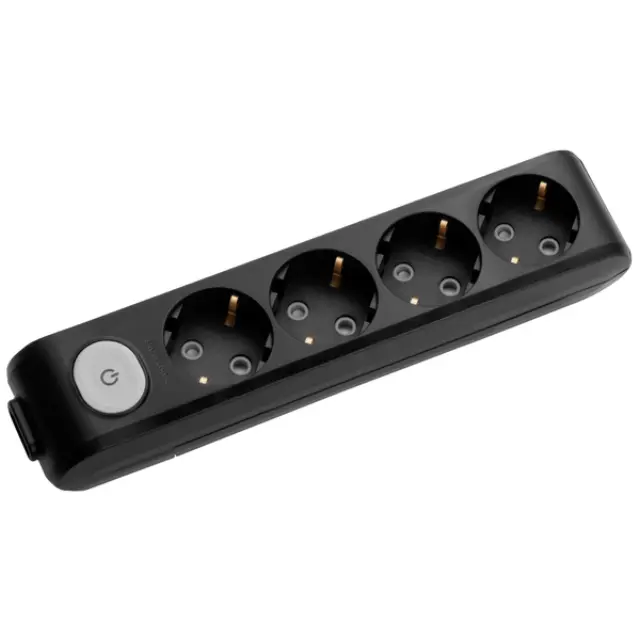 X-tendia Black Four Gang Socket Switch Earth CP