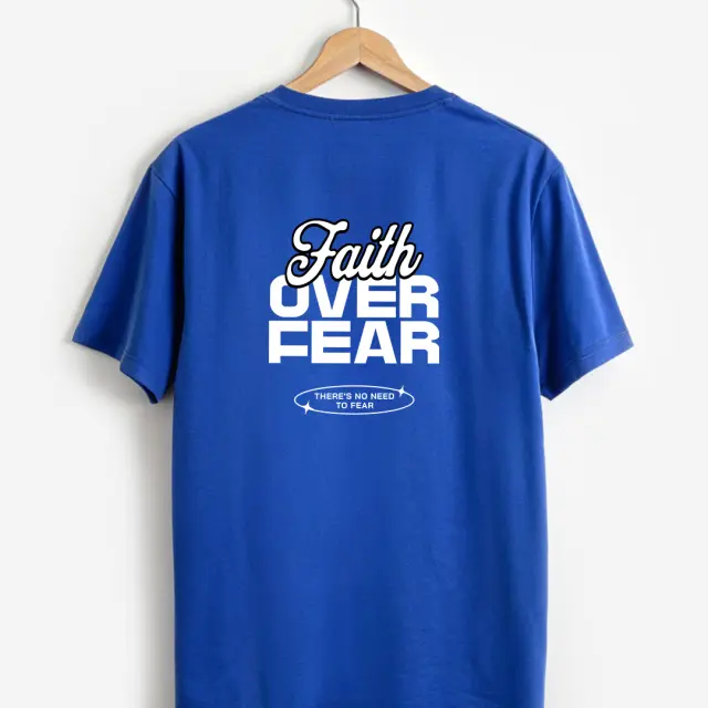 T-shirt Noshame® Μπλέ με τύπωμα Faith over Fear - 122579 - XXL 2