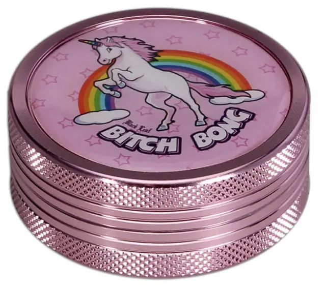 Grinder Τρίφτης 50mm Αλουμίνιο Σχέδιο Bitch Bong Pink - 2 Parts