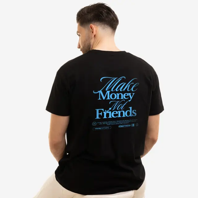 T-shirt Noshame® Μαύρο με τύπωμα Make Money not Friends - 122585 - XXL