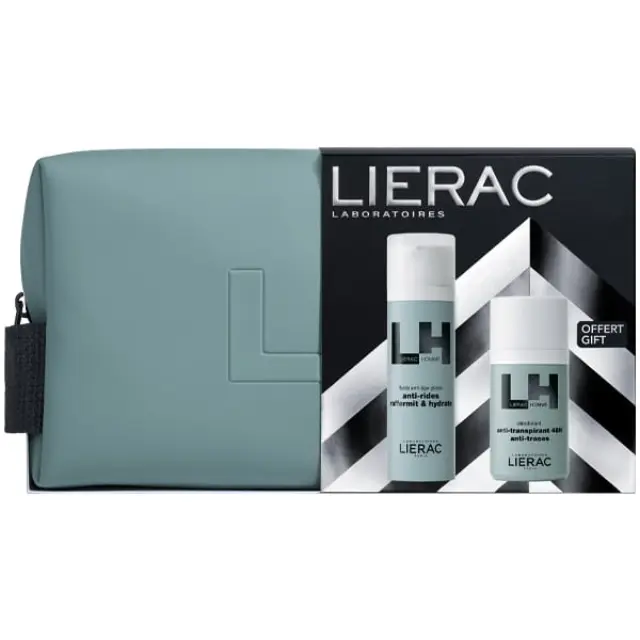 Lierac Homme Xmas Set Σετ Ανδρικής Περιποίησης με Anti-Age Global Λεπτόρευστη Κρέμα για Αντιγήρανση, 50ml & Δώρο Αποσμητικό με 48h Προστασία, 50ml & Νεσεσέρ, 1τεμ, 1σετ