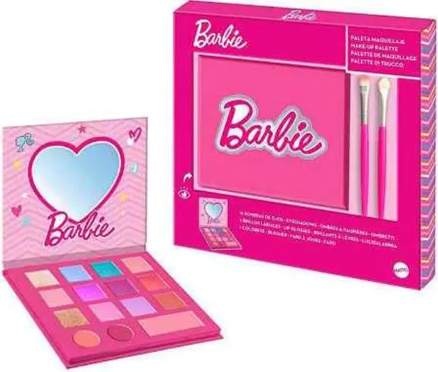 Barbie Makeup Set Παιδικό Σετ Ομορφιάς: 2 Lip Glosses & 1 Blush & 12 Eye Shadows & 2 Applicator Brushes & 1 Καθρέφτης