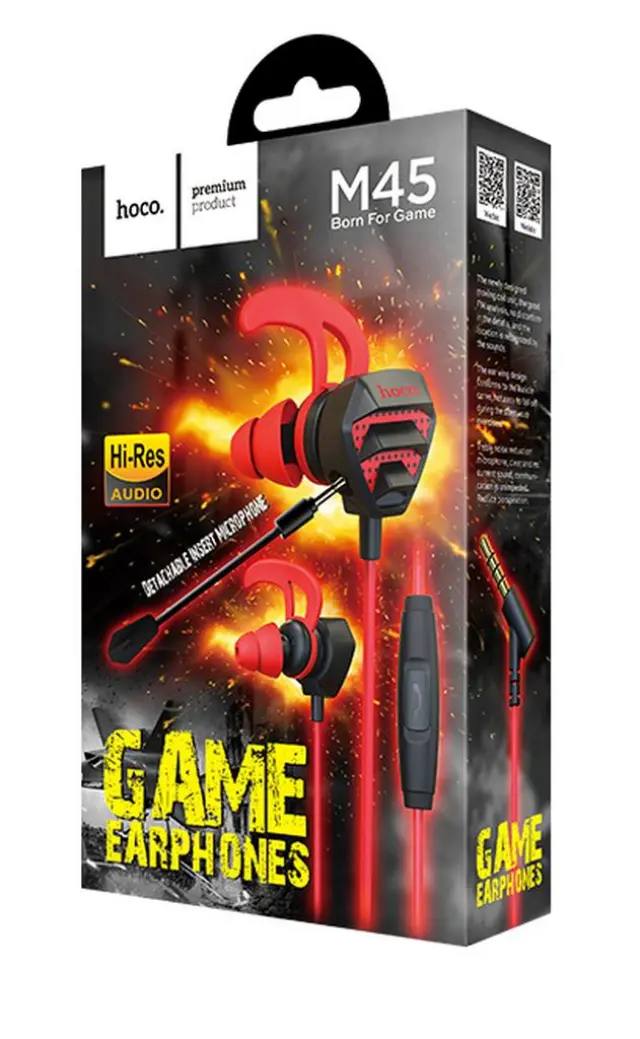 Hands Free Hoco M45 Promenade Earphones Stereo 3.5mm Μαύρα με Μικρόφωνο και Πλήκτρο Λειτουργίας 1.2m 2