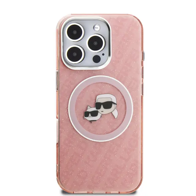 Karl Lagerfeld IML K&CH Heads Repeated Logo MagSafe Case for iPhone 16 Pro Max Pink 3