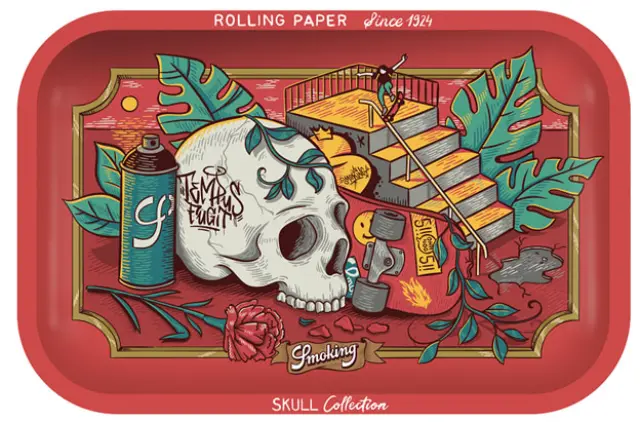Smoking Rolling Tray Δίσκος Small - Skull Tempus Fugit (28x18cm)