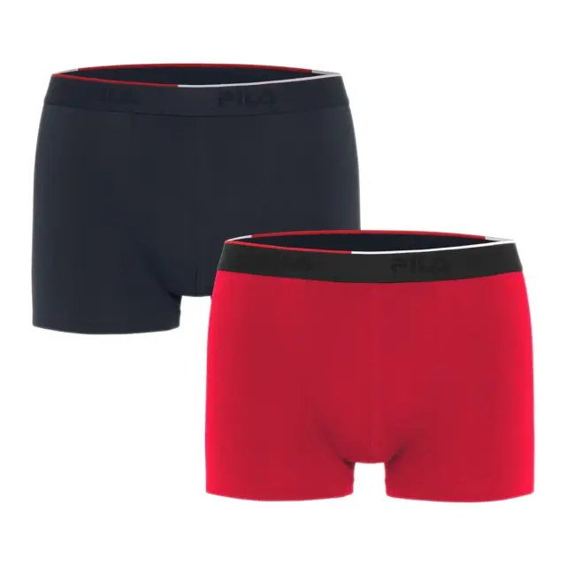 FILA Ανδρικό Boxer Elastic Band - Διπλό Πακέτο, Χρώμα Σκούρο Μπλε-Κόκκινο