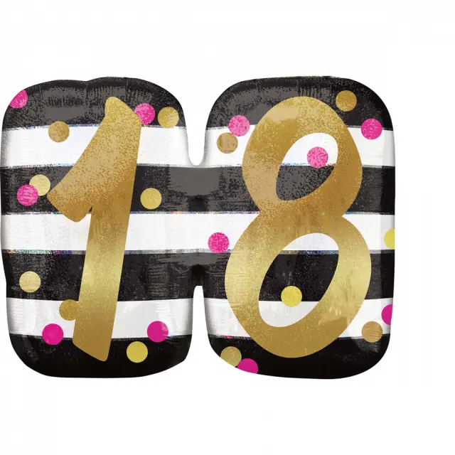 Φοιλ Μπαλόνι Holographic SuperShape 18 Pink & Gold Milestone 63x50 εκ