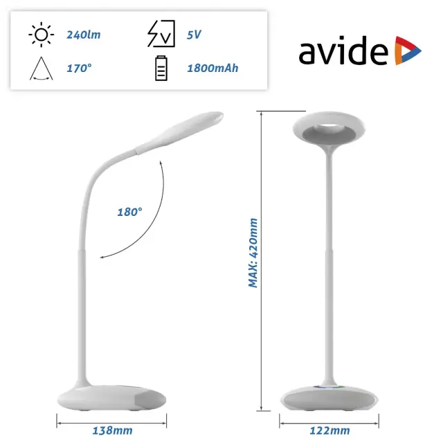 Avide LED Φωτιστικό Γραφείου RGB Άσπρο 4W 15.001.0493 3