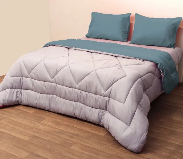 Πάπλωμα 220Χ240 Υπέρδιπλο Microfiber Viopros Γκρι-Πετρόλ