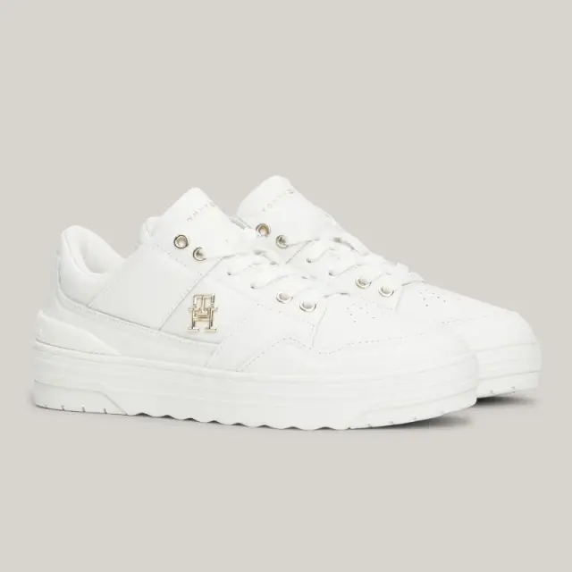 Tommy Hilfiger - Δερμάτινα Γυναικεία Sneakers Th Monogram Basket Sneaker Lo FW0FW07756-YBL Εκρού - 41 2