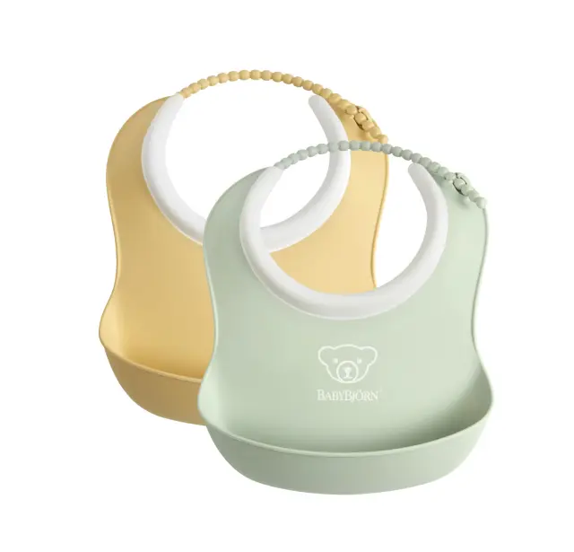 BABYBJÖRN Small Baby Bib 2-pack Powder Yellow / Powder Green 7317680520425