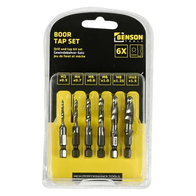 Combination drill and tap bit set 6 pieces