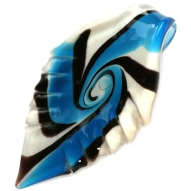 Γυάλινο Κρεμαστό Leaves Blue w White 36x62mm