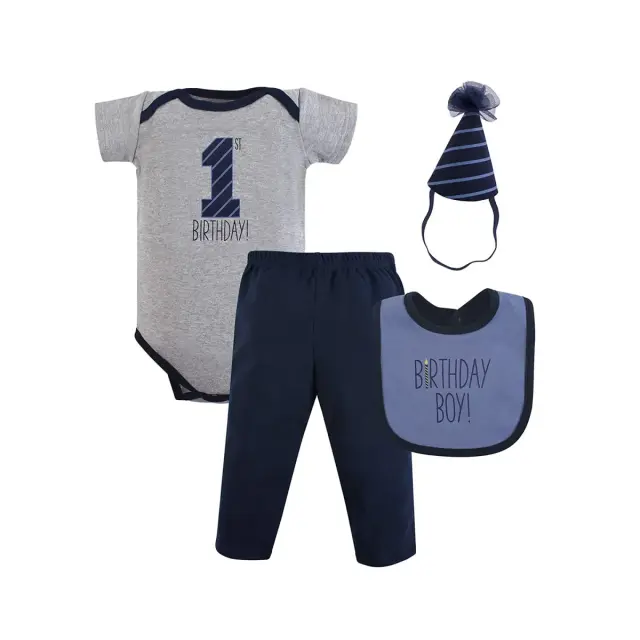 Hudson Baby Βρεφικό Σετ Δώρου 1st Birthday 4 Τεμάχια, Χρώμα Πολύχρωμο - 12 M