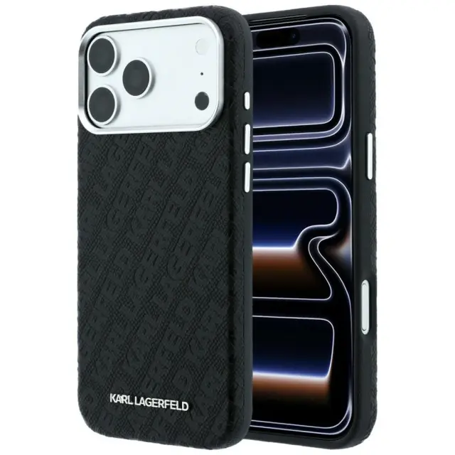 Karl Lagerfeld® Grained Allover Semi Wrap MagSafe Θήκη για iPhone 17 Pro/18 Pro- Black.