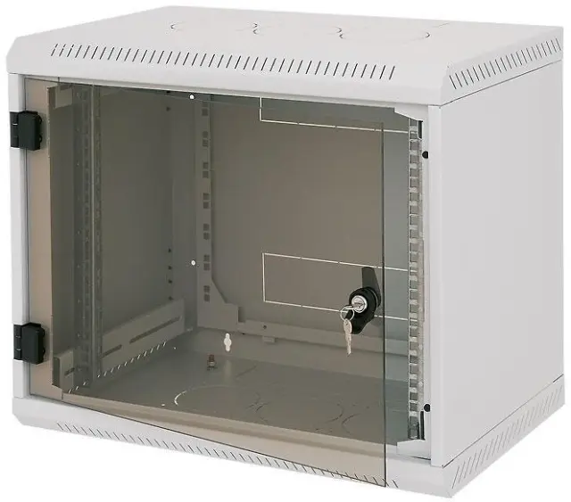 Triton 19" single-section rack 9U/400mm glass door, grey