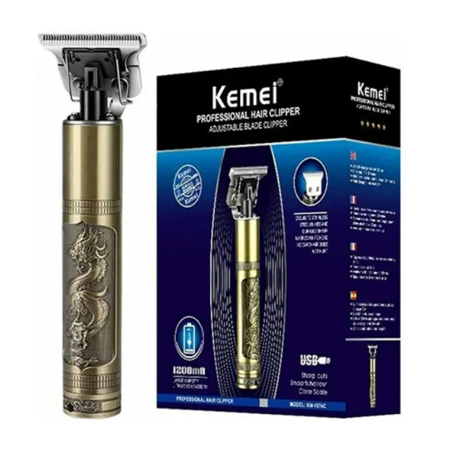 Kemei Επαγγελματική Επαναφορτιζόμενη Κουρευτική Μηχανή Ασημί KM-1974B 3