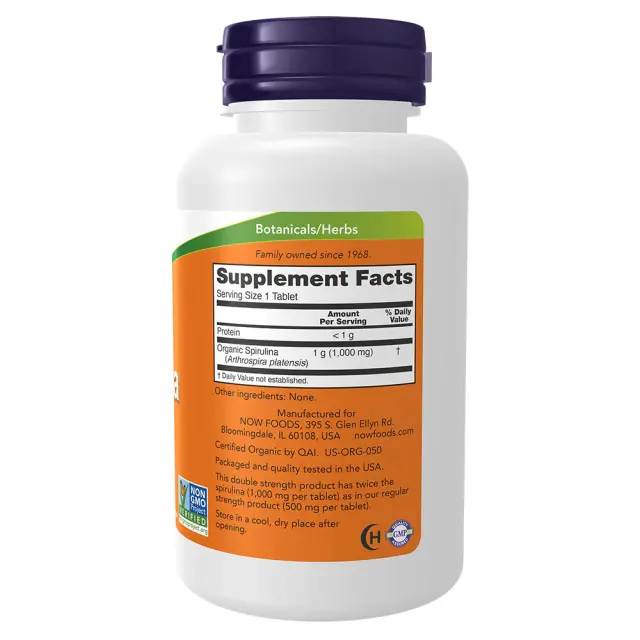 Now Foods Spirulina, Double Strength, Organic 1000 mg 2